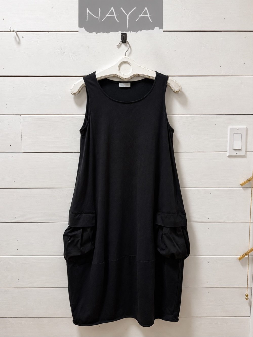 NAYA Balloon Jersey Dress – Black – Size 2 (Medium)